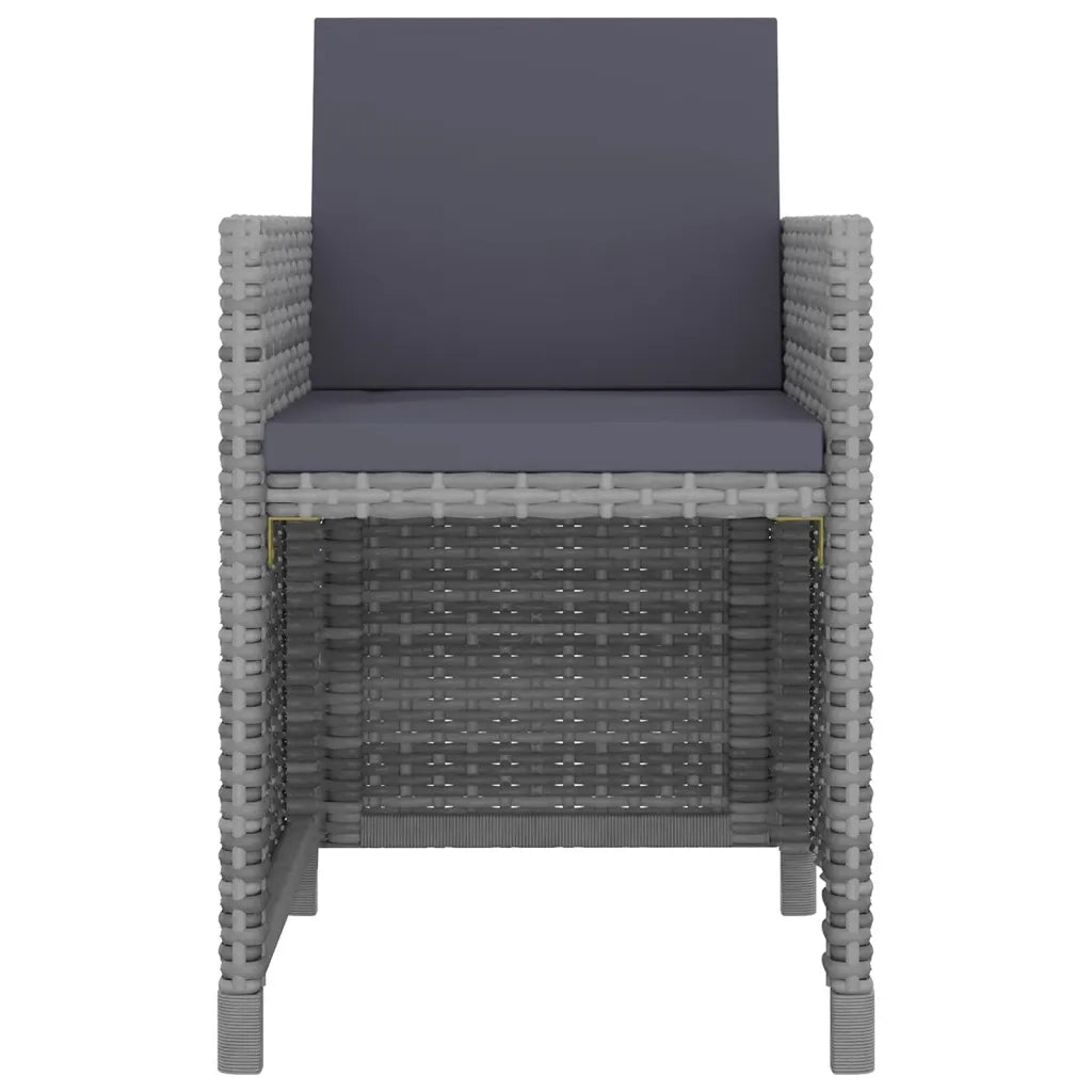 Set da Pranzo da Giardino 5 pz con Cuscini in Polyrattan Grigio cod mxl 35571