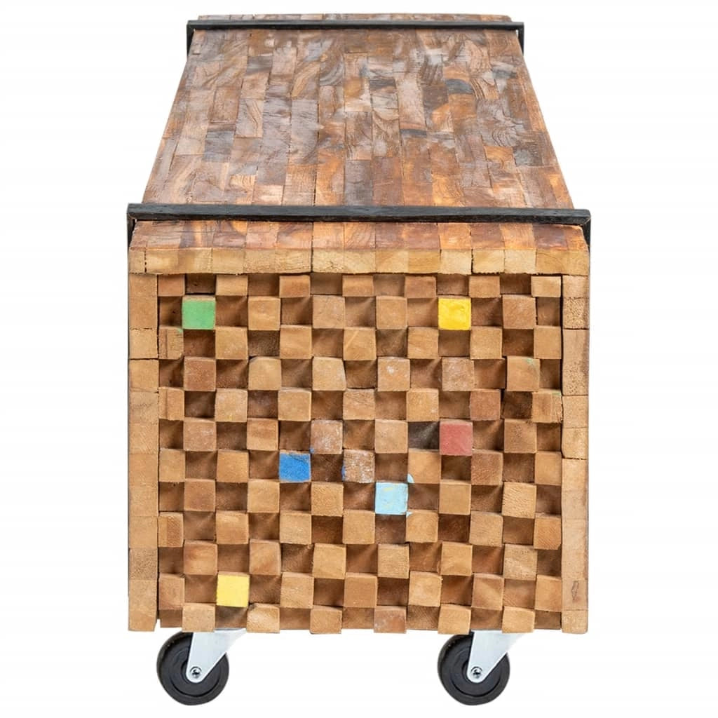 Mobile porta TV multimediale mensola per televisore credenza per TV sala da pranzo soggiorno camera da letto 110 x 30 x 32,5 cm legno massello di teak marrone 02_0025705