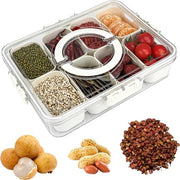 Snackbord con coperchio, snackbord con 8 contenitori, snackkom con coperchio, snack box trasparente portatile con contenitori per spezie, caramelle, frutta, noci, snack.