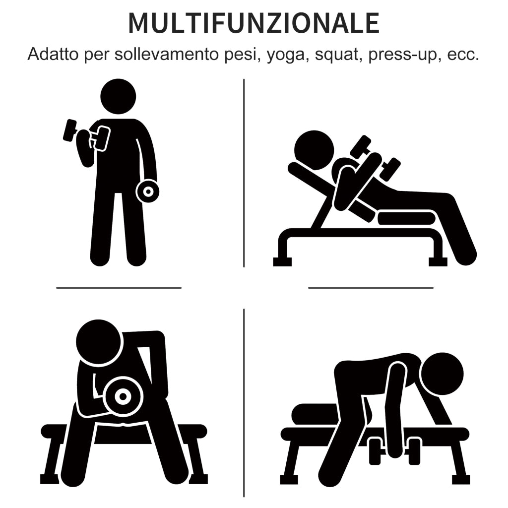 Set 4 Manubri Esagonali da 20 kg Totali in Acciaio e PU da 1 a 4kg. Multicolore
