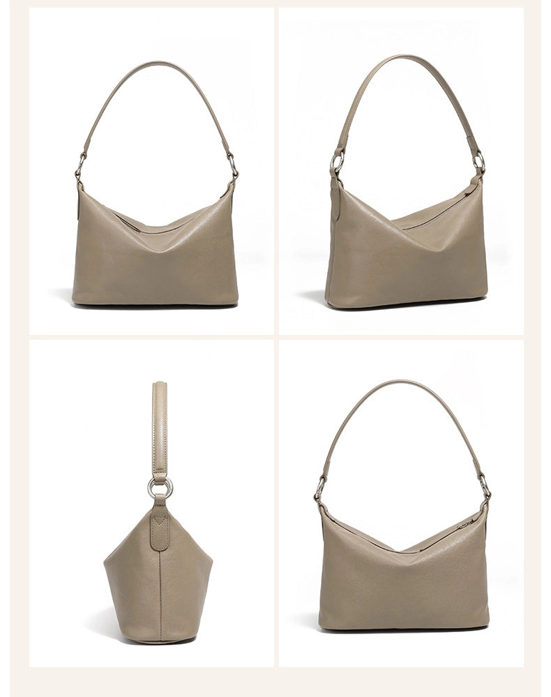 Borsa a tracolla da donna in vera pelle, stile western, grigia