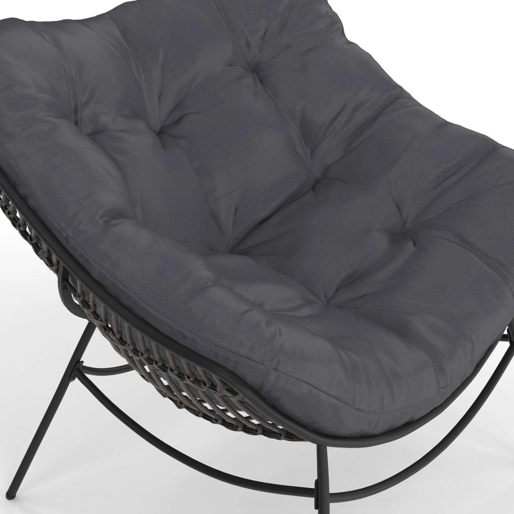 LOA reclinabile da Giardino con Effetto Rattan Grigio e Cuscino Grigio