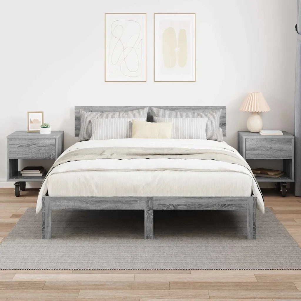 Set di 2 Comodini | Armadio da Notte | Mobiletto da notte Grigio Sonoma 40,5 x 40 x 48 cm