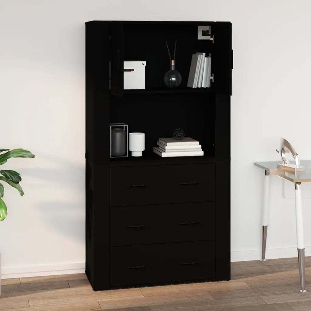 Armadietto a Muro | Mobile a Parete Nero 80x33x80 cm in Legno Multistrato