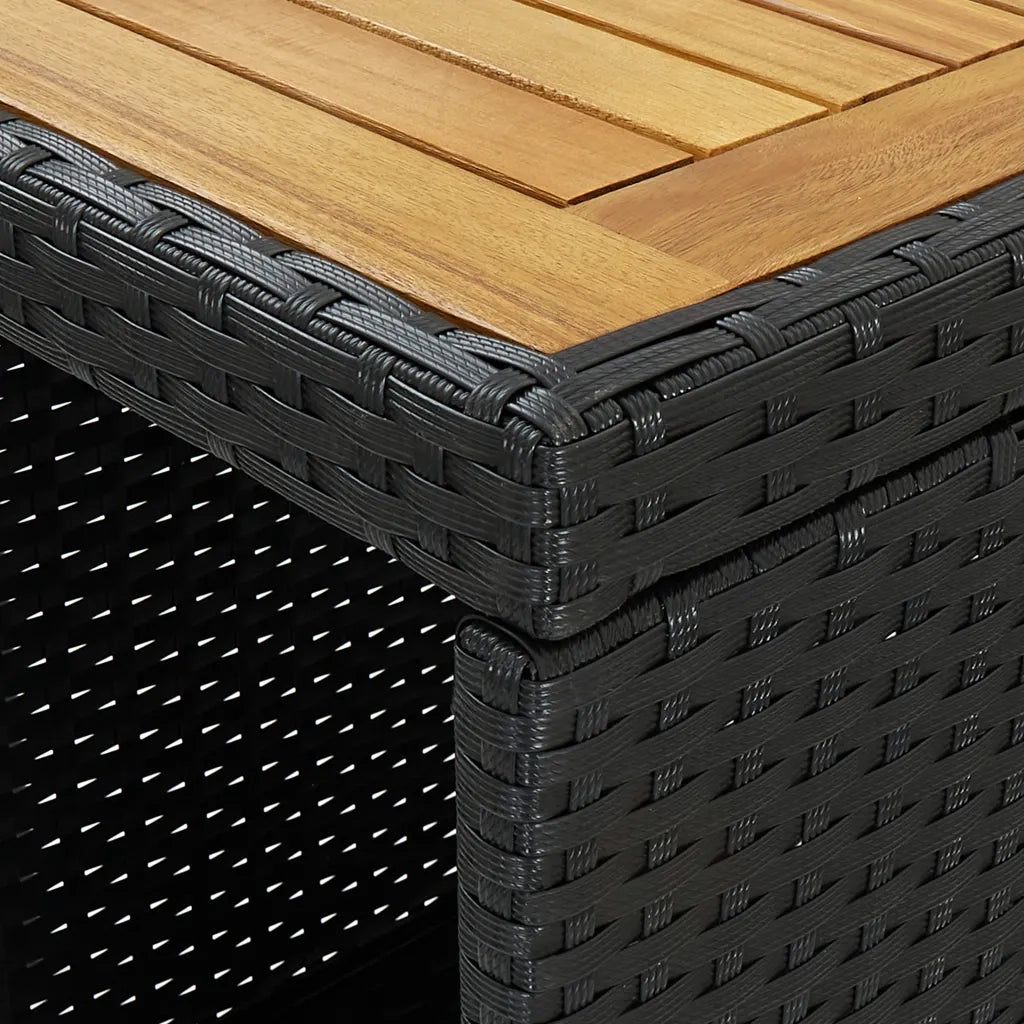 Set Bar da Giardino 3 pz con Cuscini in Polyrattan Nero