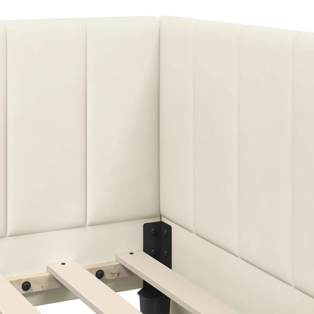 Struttura Letto Angolare con Materasso 2 pcs Crema Velluto 3393875