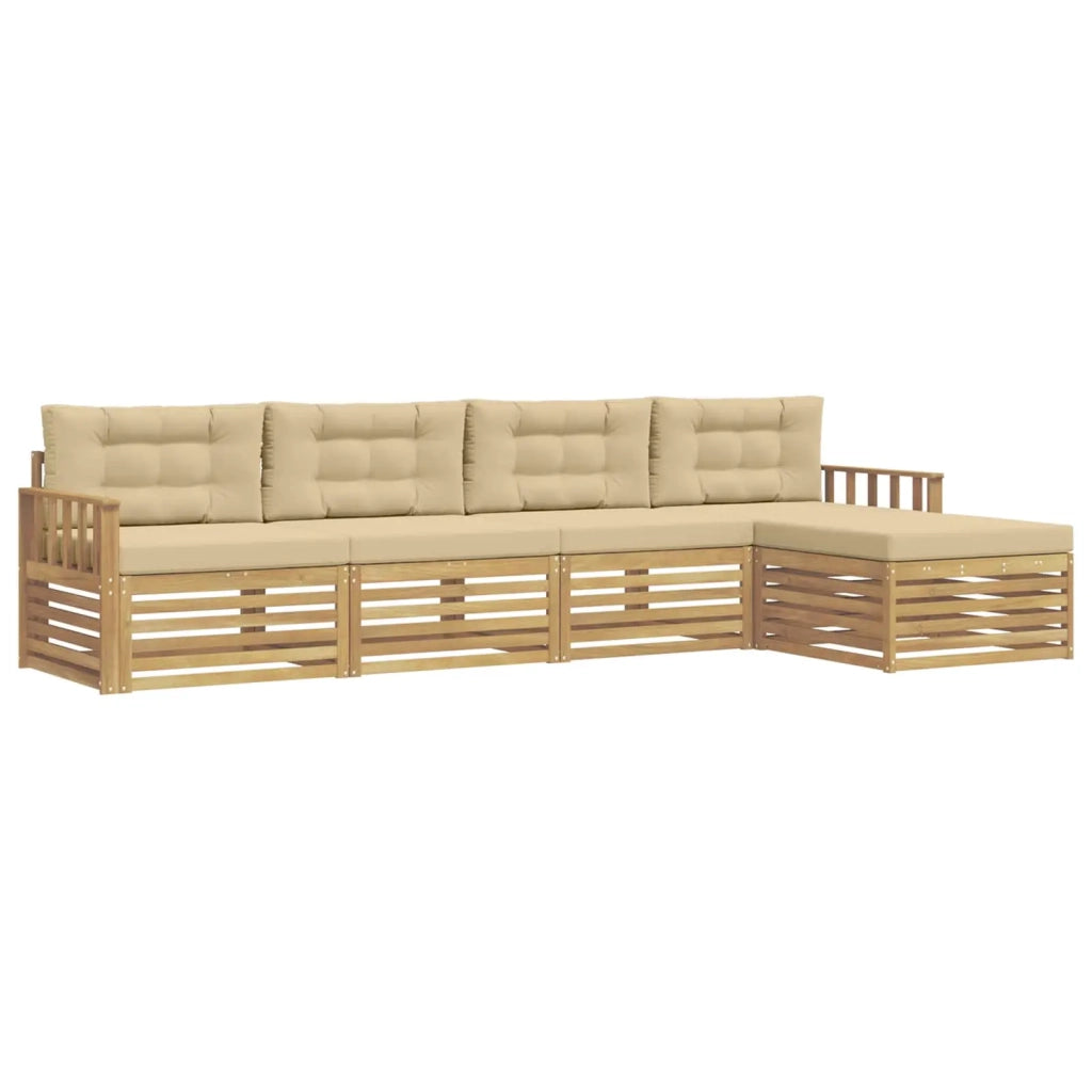 Set di divani da esterno 5 pcs Bianco e Beige Poliestere 3390318