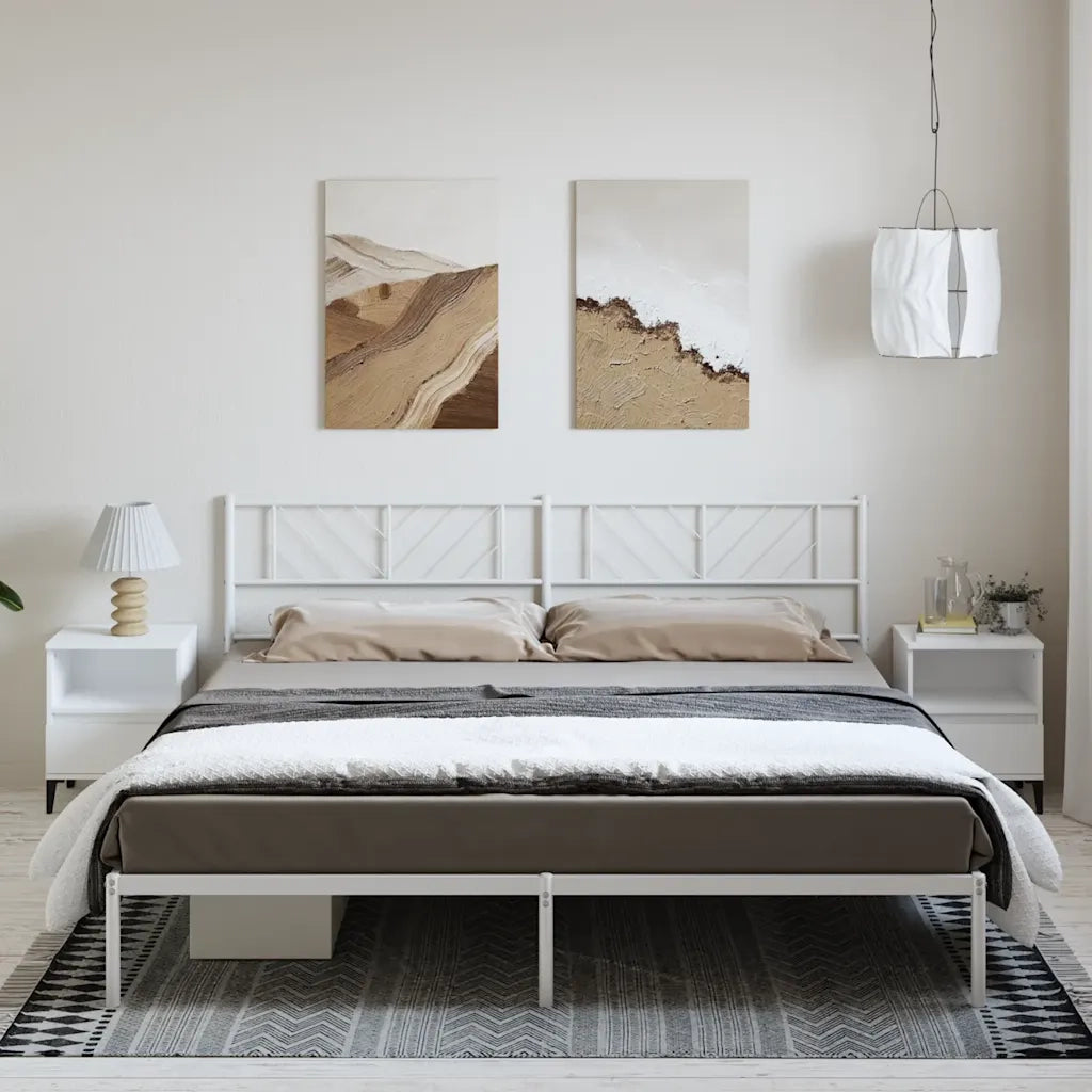 Giroletto con Testiera Metallo Bianco 183x213 cm 372233