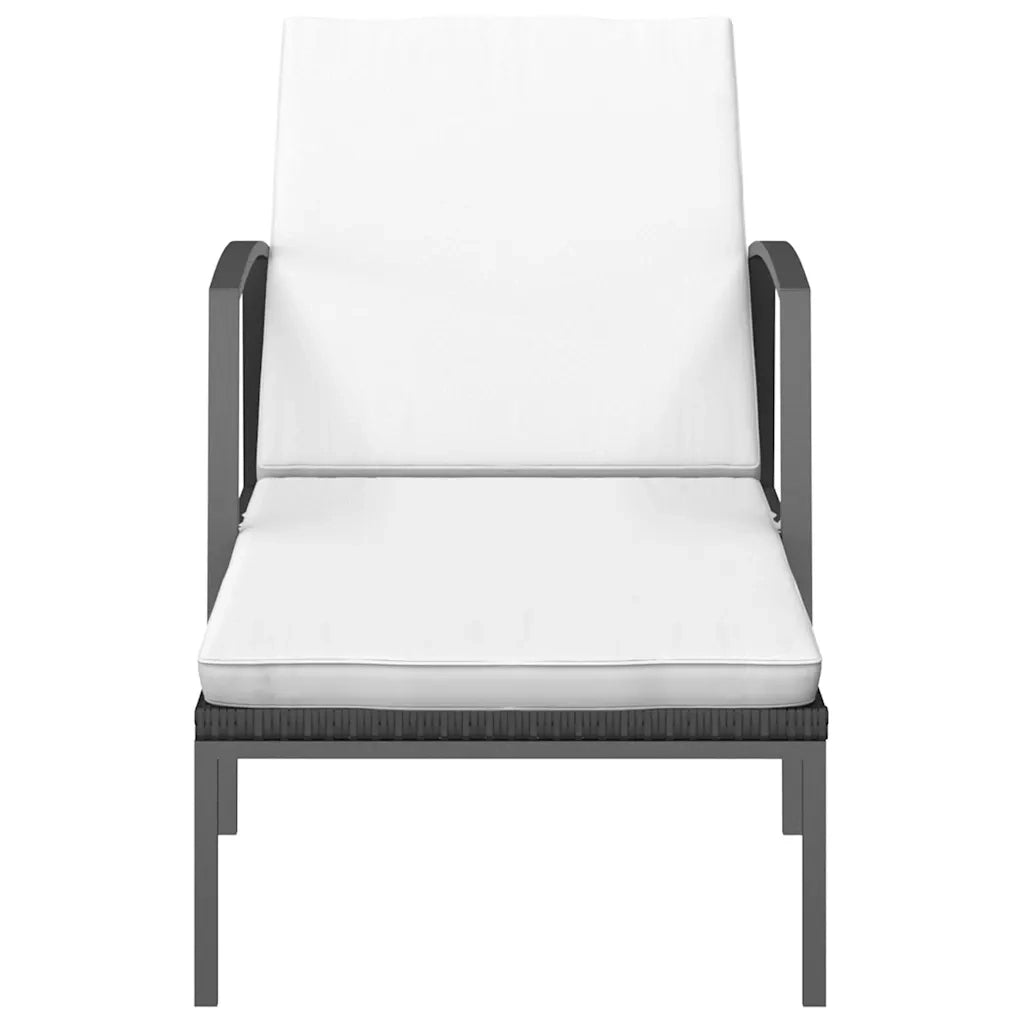 Lettino Prendisole da Giardino con Cuscino in Polyrattan-Sedia da esterno Nero