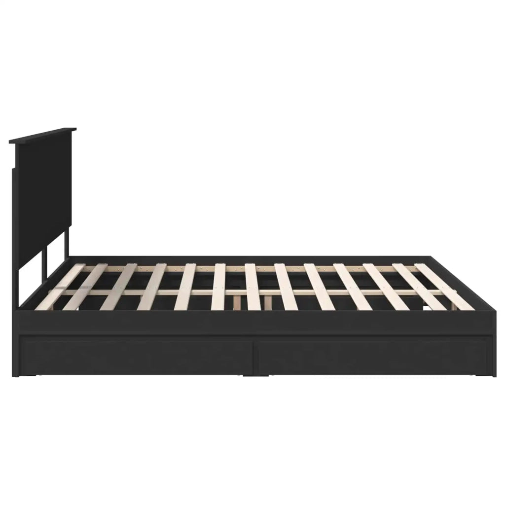 Letto con Contenitore Nero 200 x 200 cm Legno multistrato