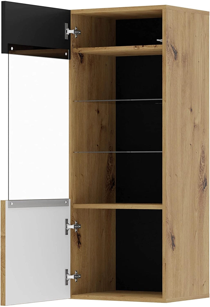 MOBILE A COLONNA VETRINA SOGGIORNO AURIS 45x37x115cm  ROVERE NERO OPACO