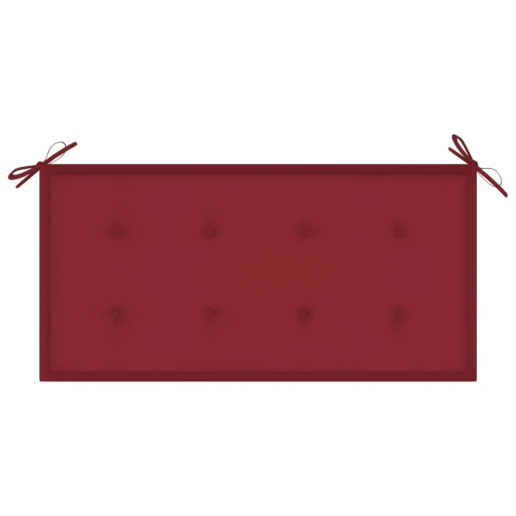 Panca da giardino mobili da esterno per patio mobili da terrazza con cuscino rosso bordeaux 112 x 55 x 94 cm teak massello 02_0011541