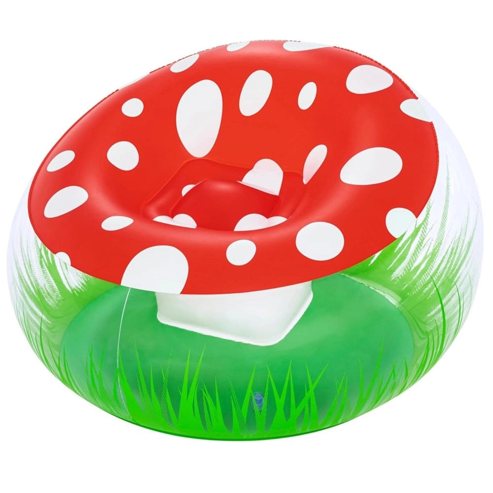 Trade Shop - Poltrona Gonfiabile Per Bambini Mighty Mushroom Design Fungo Con Erba 112x112x66cm 75123 -