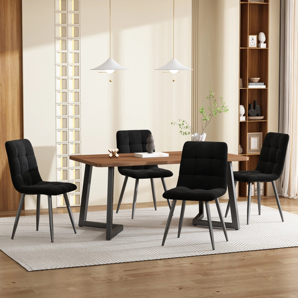 Set tavolo e sedie 117x68x75 cm in MDF noce nero， 5 pezzi moderni