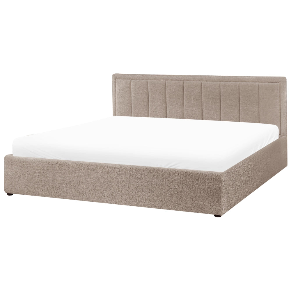 Letto Ottomano Tortora Boucle 180x200 cm Struttura imbottita con Testiera