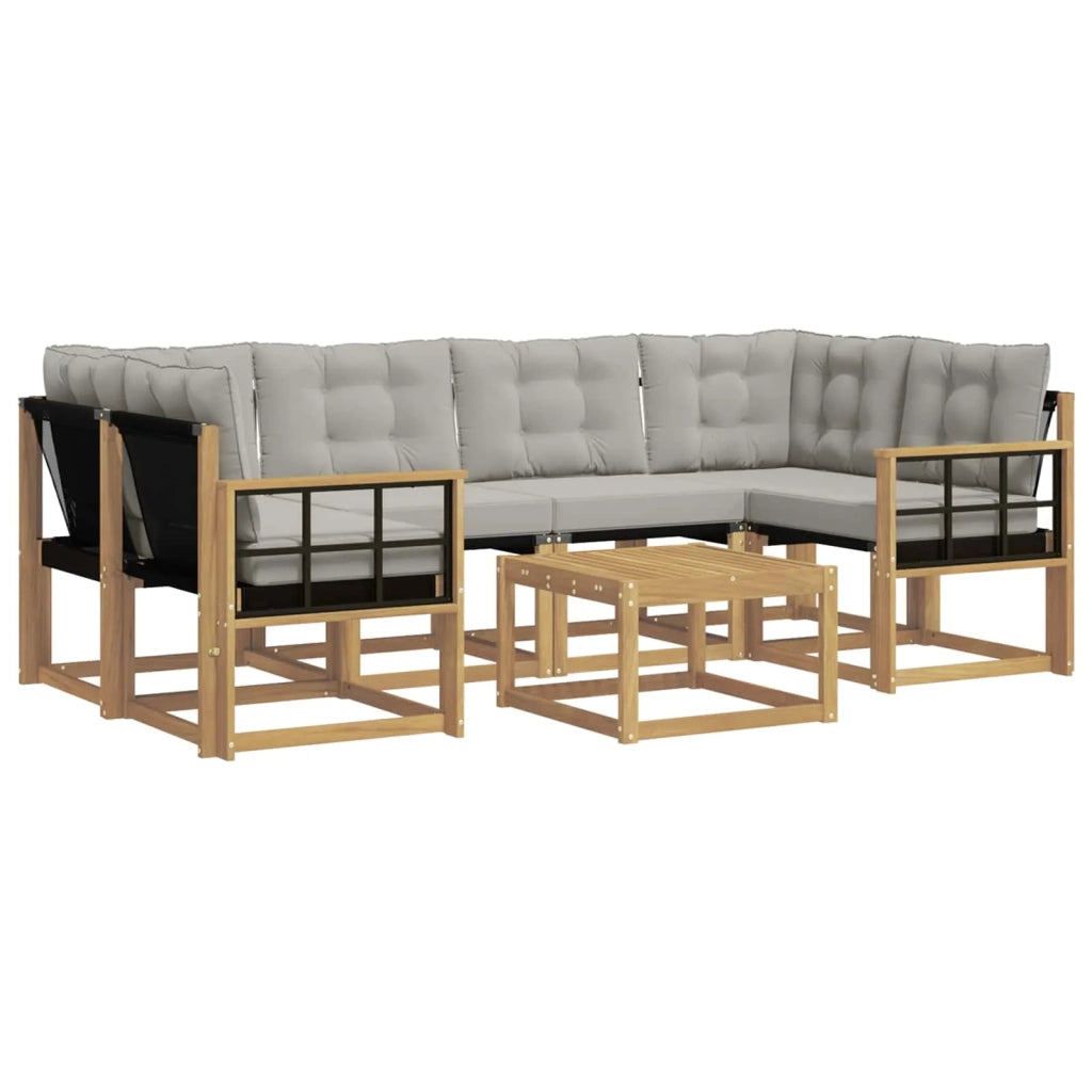 Set di divani da esterno 7 pz Bianco e Grigio Chiaro 3389265
