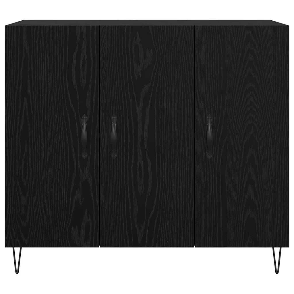 Credenza-Buffet-Armadio da cucina Rovere Nero 90 x 32,5 x 80 cm Legno multistrato