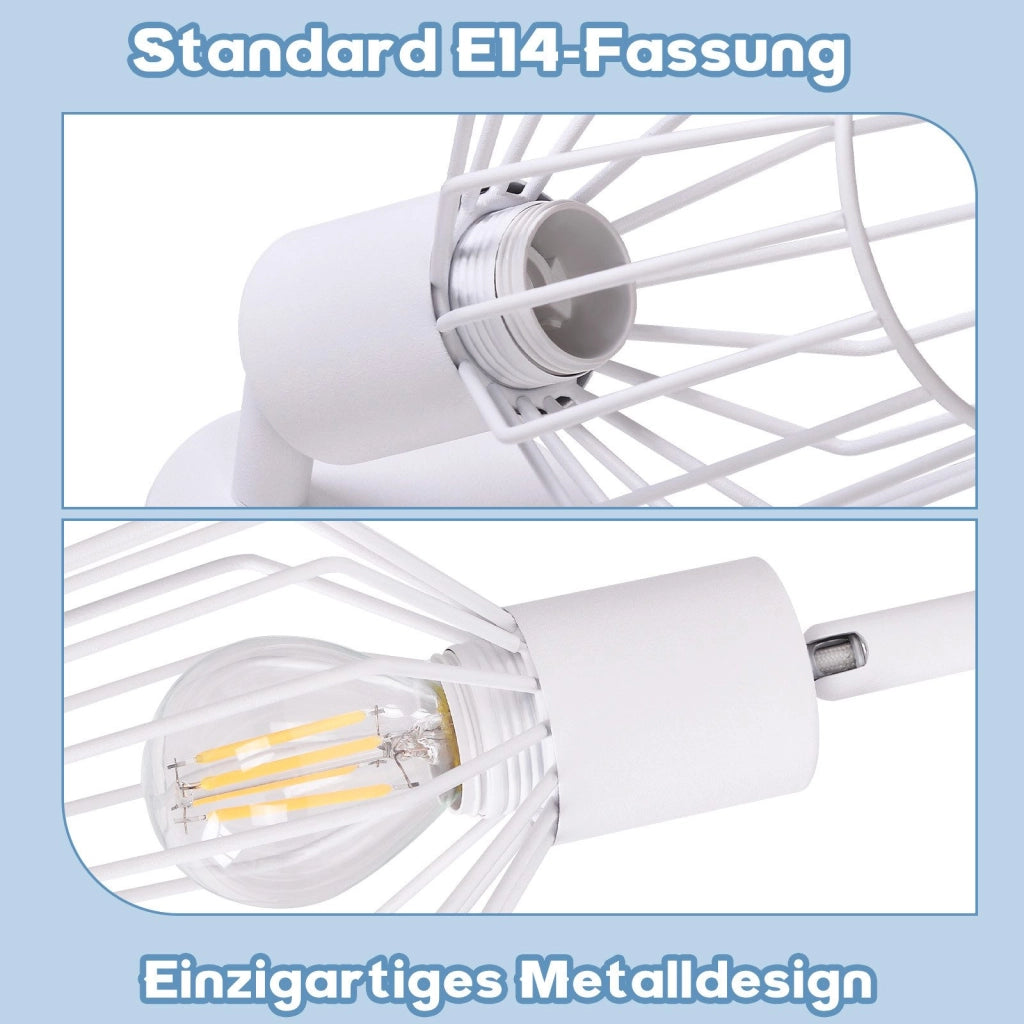ZMH Faretto da soffitto bianchi 1 luce E14 metallo orientabili 350° industriali anche parete per corridoio soggiorno