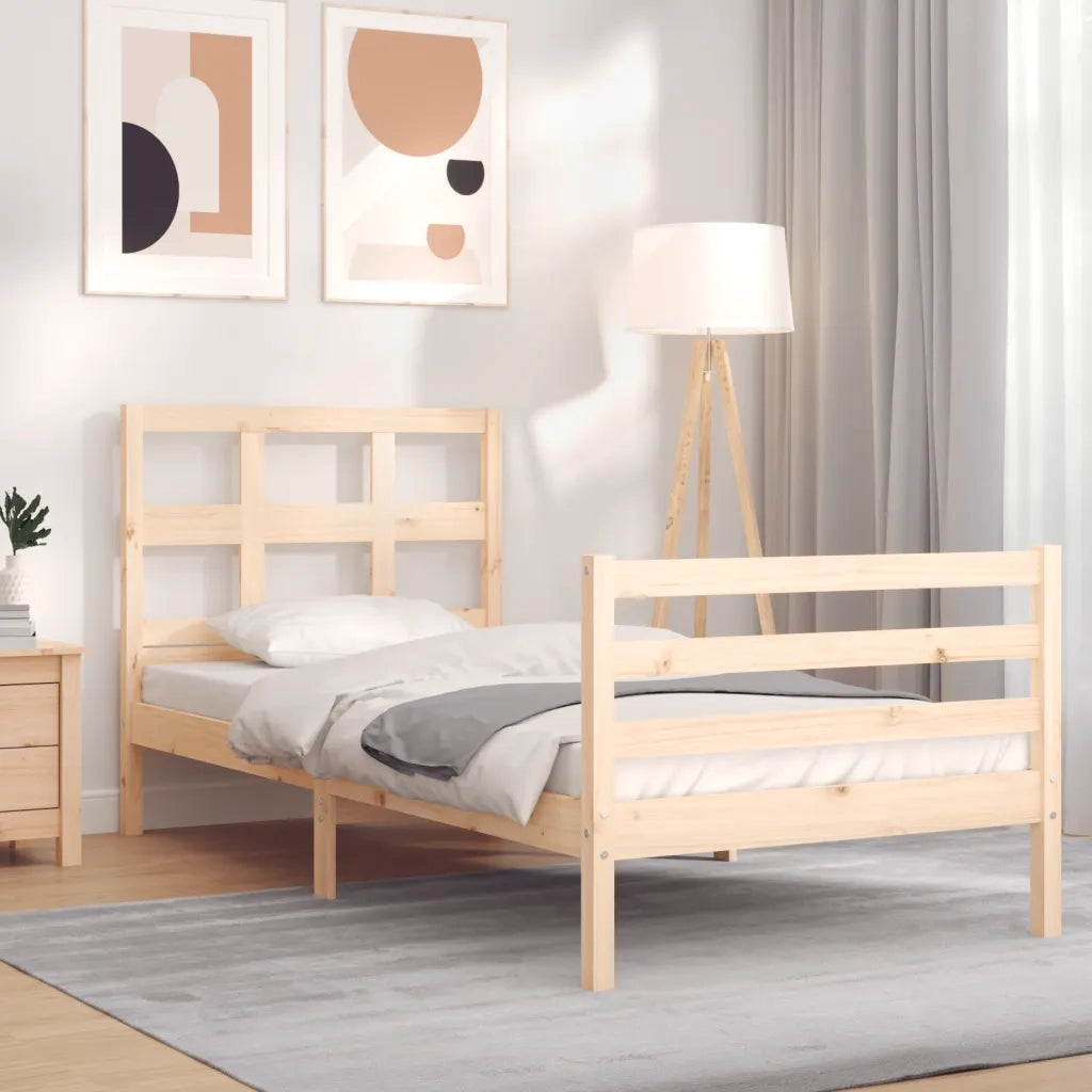 Giroletto con Testiera-Struttura Letto con testiera 90x200 cm in Legno Massello 855986