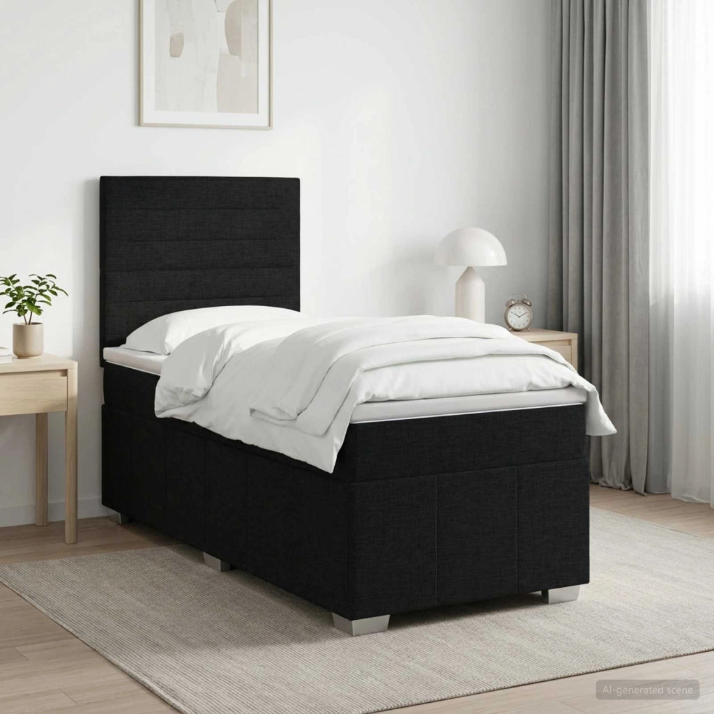 Letto box spring con materasso Nero 80 x 200 cm Tessuto 3454003