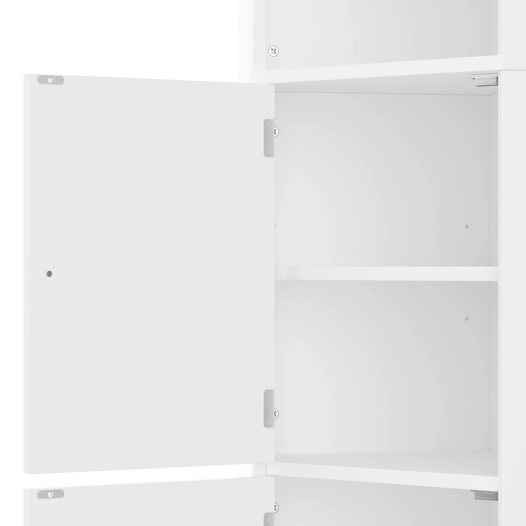 Armadietto da bagno triangolare in MDF con 2 ante e ripiani regolabili, laccato bianco 51,7 × 32 × 155,4 cm
