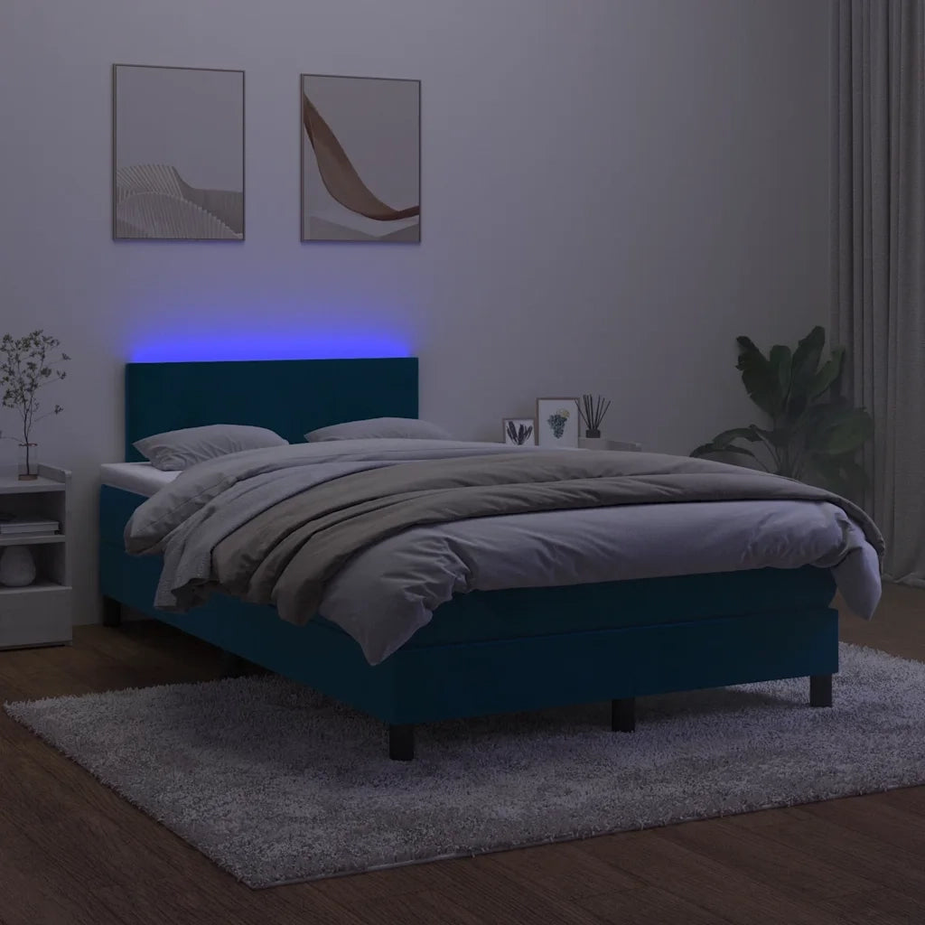 Letto a Molle con Materasso e LED Blu Scuro 120x200cm 3134277