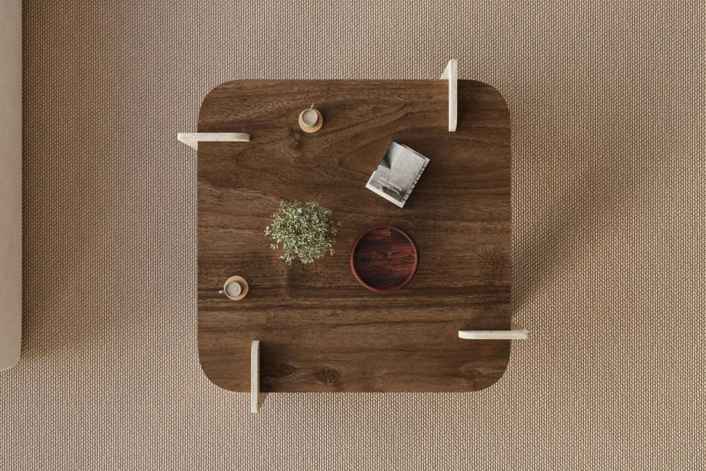 Tavolino in legno "Afrolli" - 90 x 90 x 35 cm - Marrone