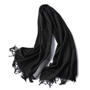 Sfida imitazione di cashmere sciarpa, sciarpa e sciarpa per due scopi, sciarpa morbida e calda, sciarpa a pennello versatile, doppia faccia e a due tonalità, adatta per viaggi invernali, 200 * 65 cm, nera