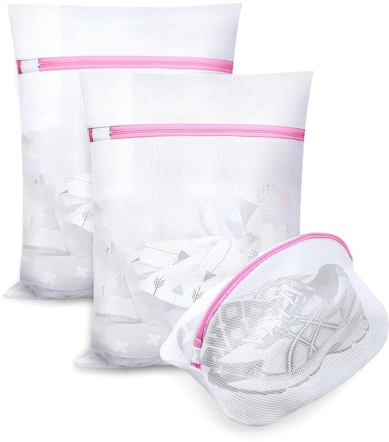 Pacco di 3 salviette per lavatrice per prevenire la deformazione e le pieghe nella biancheria, salvietta con cerniera per maglie, camicie, sottovesti, calze, scarpe