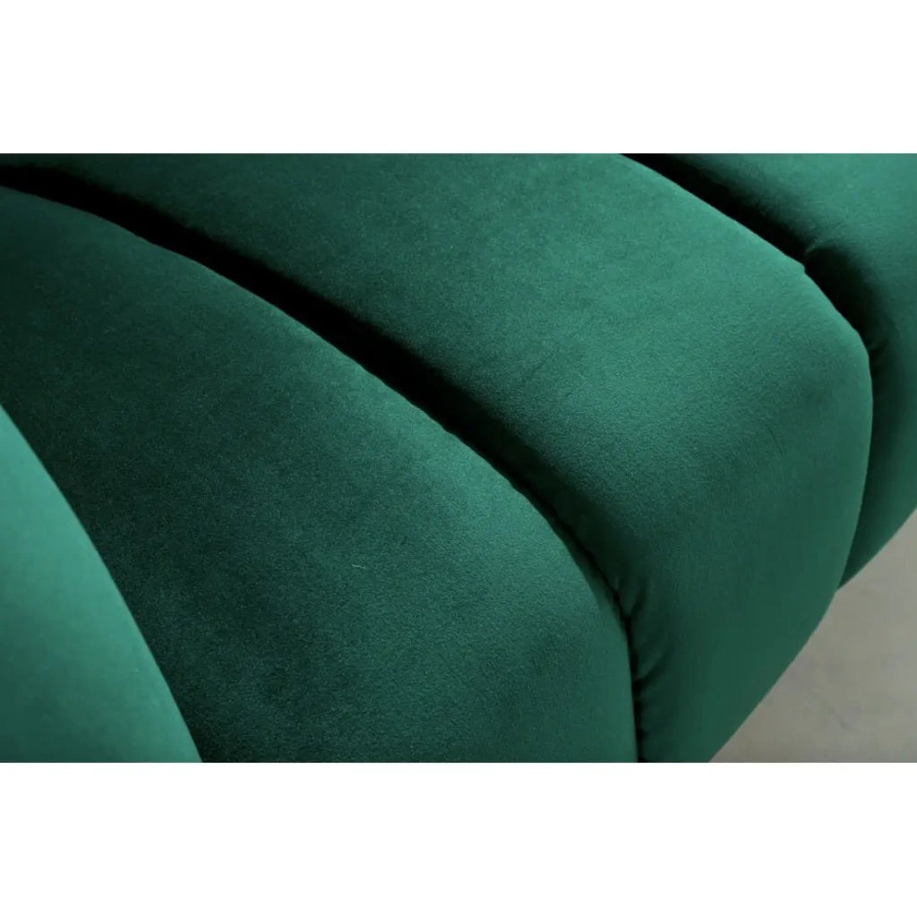 Divano dritto NORA 2 posti verde smeraldo – Divano elegante in velluto con piedi in metallo