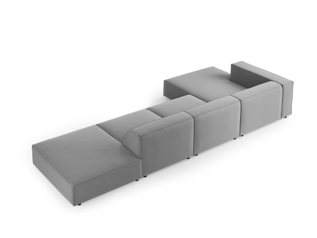 Cosmopolitan Design - Divano angolare sinistro "Arendal" 5 posti in velluto grigio chiaro 