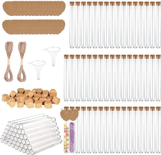 Bulloni di gomma - 50 pezzi 15 ml plastica - trasparente - fiori - regalo per ospiti - decorazione per matrimoni - sale da bagno - carta da cartapesta