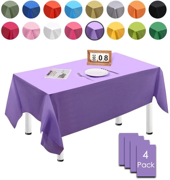 4 pacchi di tovaglioli da tavolo da buttare 137cm x 274cm, tovaglioli da tavolo parsi impermeabili e resistenti alle macchie per feste di compleanno, matrimoni, Natale, feste per bambini, cucine, giardini e feste.