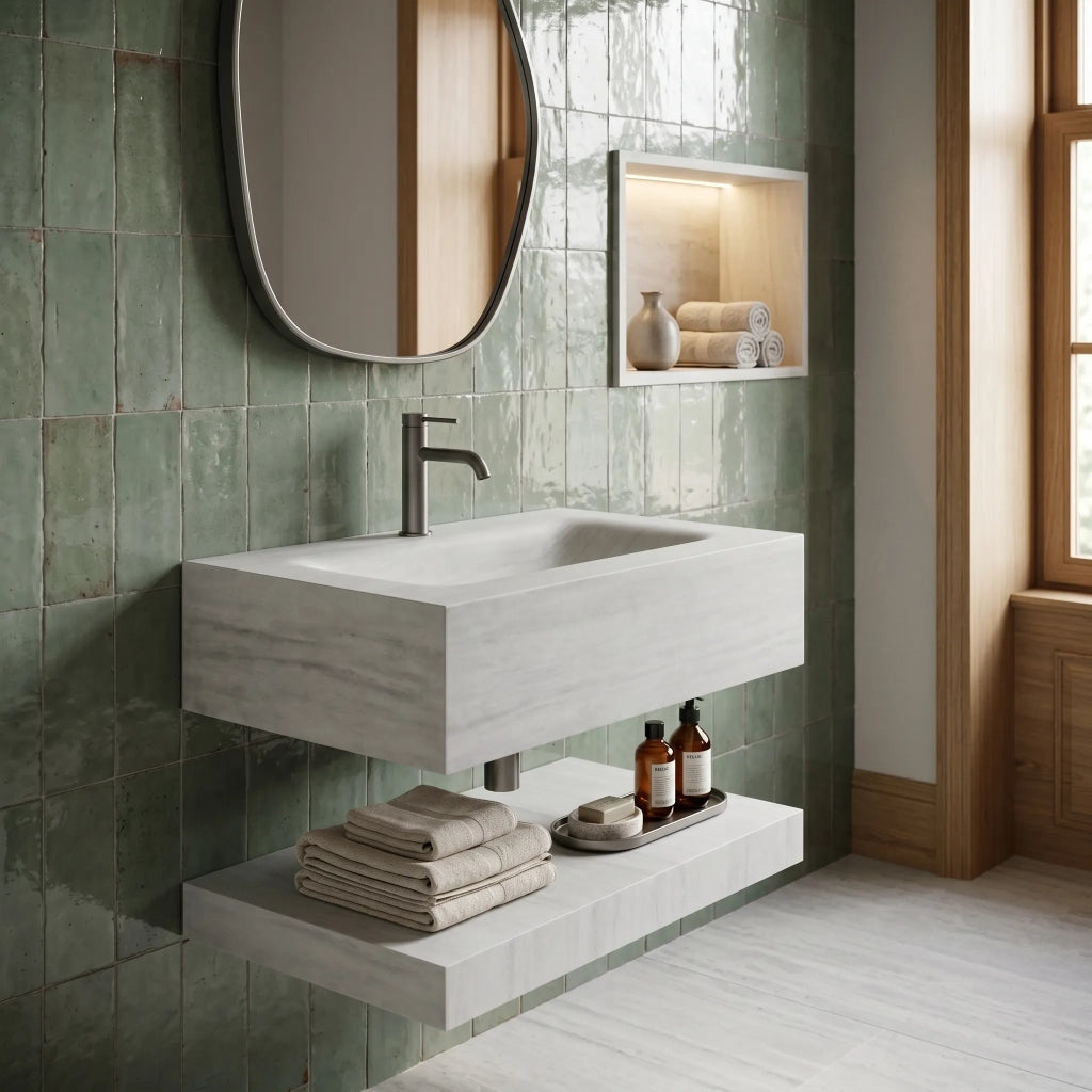 Lavabo Sospeso Con Mensola Rea Apollo Muralto Roma 70