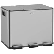 Pattumiera da cucina 3 scomparti ¨C Xylo ¨C 60L raccolta differenziata argento 61,9x36,6x56,7cm