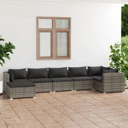 Set Divani da Giardino 7 pz con Cuscini in Polyrattan Grigio cod mxl 44491