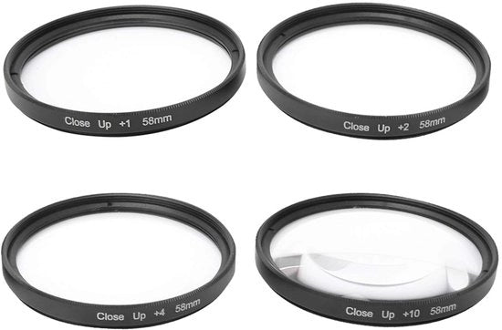 Kit di filtro ottico 58mm - Filtro close-up - Set di filtri ottici - Vetro ottico - Accessorio per fotocamera - Set 1/2/4/10