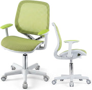 Sedia da Scrivania Girevole per Bambini (Verde,Ruote Ordinarie) | con Altezza Regolabile, 5 Ruote, Braccioli Morbidi, Mobile Ergonomica per Bambini 6-15 Anni