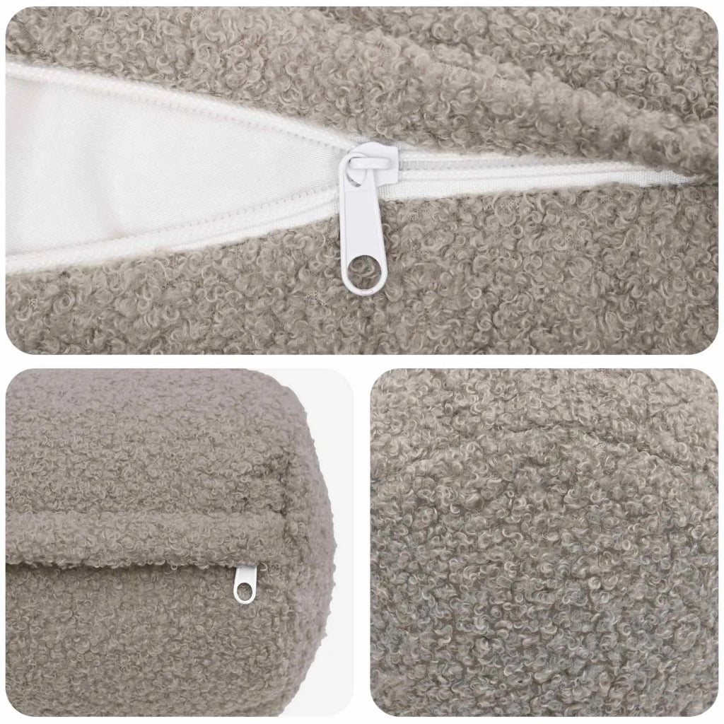 Federa 2 pcs HEERLEN Grigio Chiaro Ø 15 x 40 cm Bouclé 923265