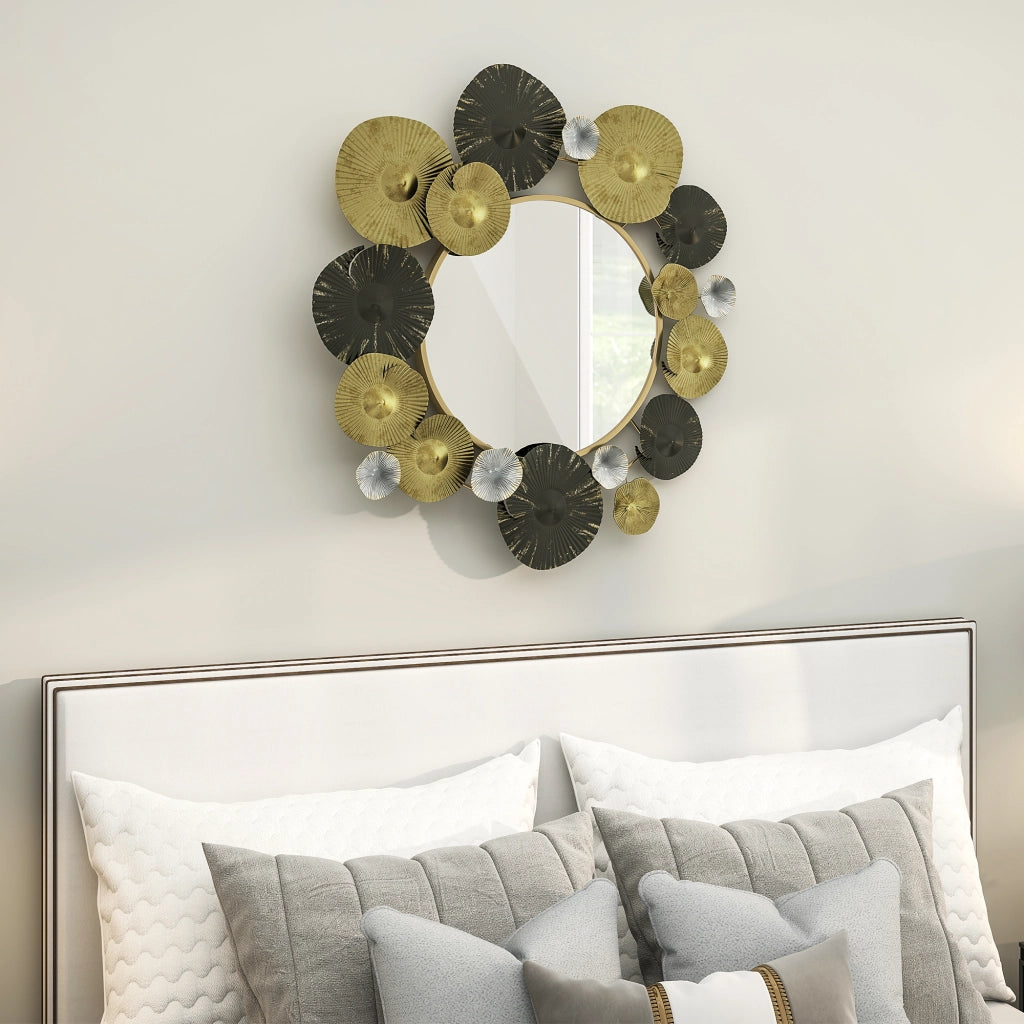Specchio Decorativo da Parete ¨C Zephmum ¨C Dorato e Nero 84x84 cm