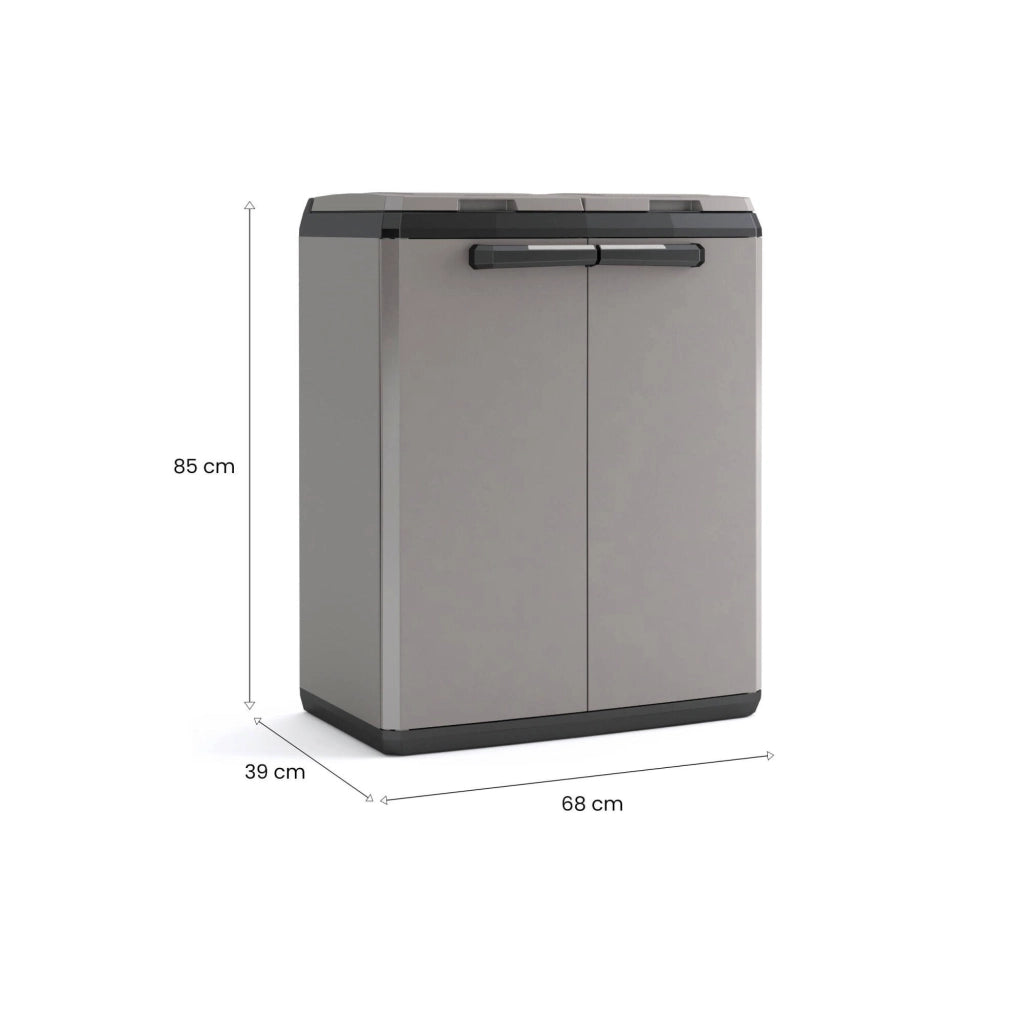 Armadio da esterno Rimouski, Mobile outdoor, Mobiletto giardino multiuso, Contenitore per balcone o garage, Made in Italy, 68x39 h85 cm, Grigio