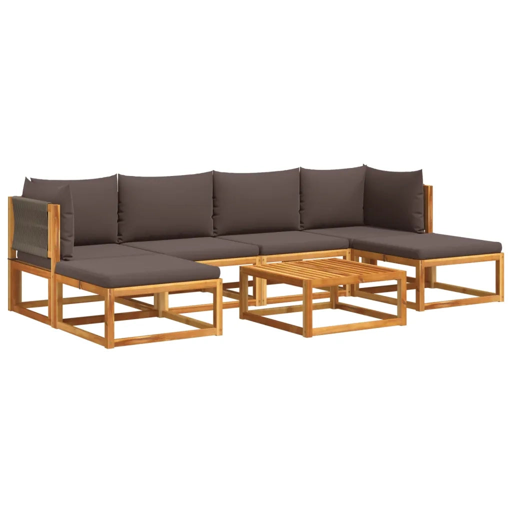 Set di divani da giardino 7 pezzi con cuscini in legno di acacia e corda 3278839