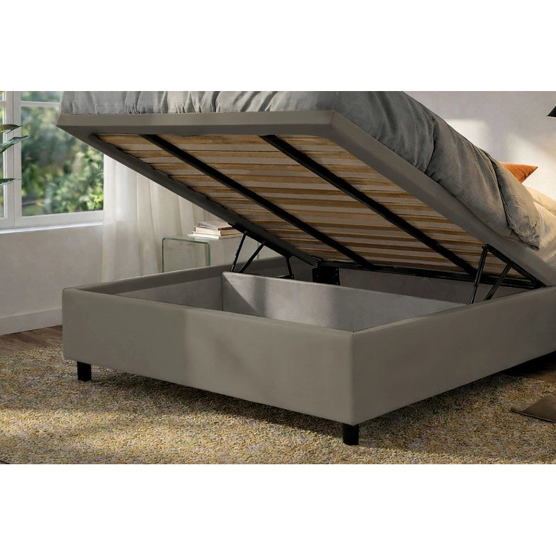Letto imbottito Matrimoniale 160x190 cm Square - Similpelle,Cappuccino,Contenitore