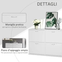 Scarpiera Salvaspazio in Legno per Camera e Ingresso, Capacità 24 Scarpe, 120x24x81cm Bianco