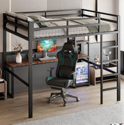 Letto a soppalco 140x200 cm con scrivania e ripiani; metallo; nero (Senza materasso)