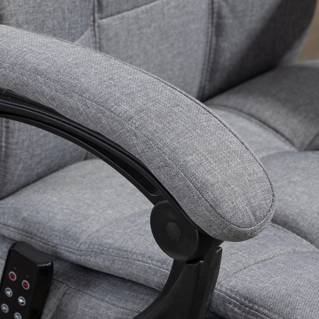 Sedia da ufficio massaggiante ergonomica con riscaldamento lombare, poggiapiedi e poggiatesta in acciaio grigio