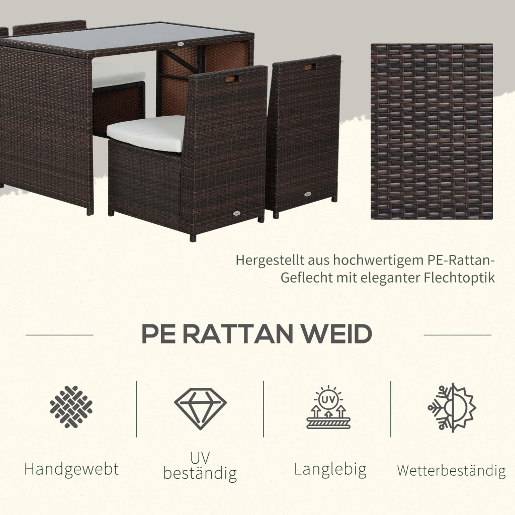 Set Giardino 5 Pezzi in Polyrattan ¨C zephmum ¨C Marrone+Khaki