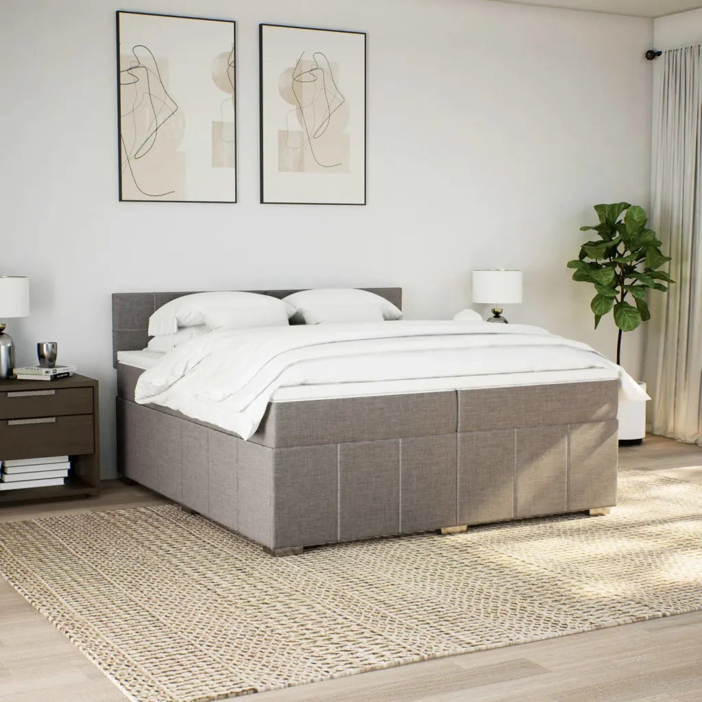 Giroletto a Molle con Materasso Tortora 200x200 cm in Tessuto 3289479