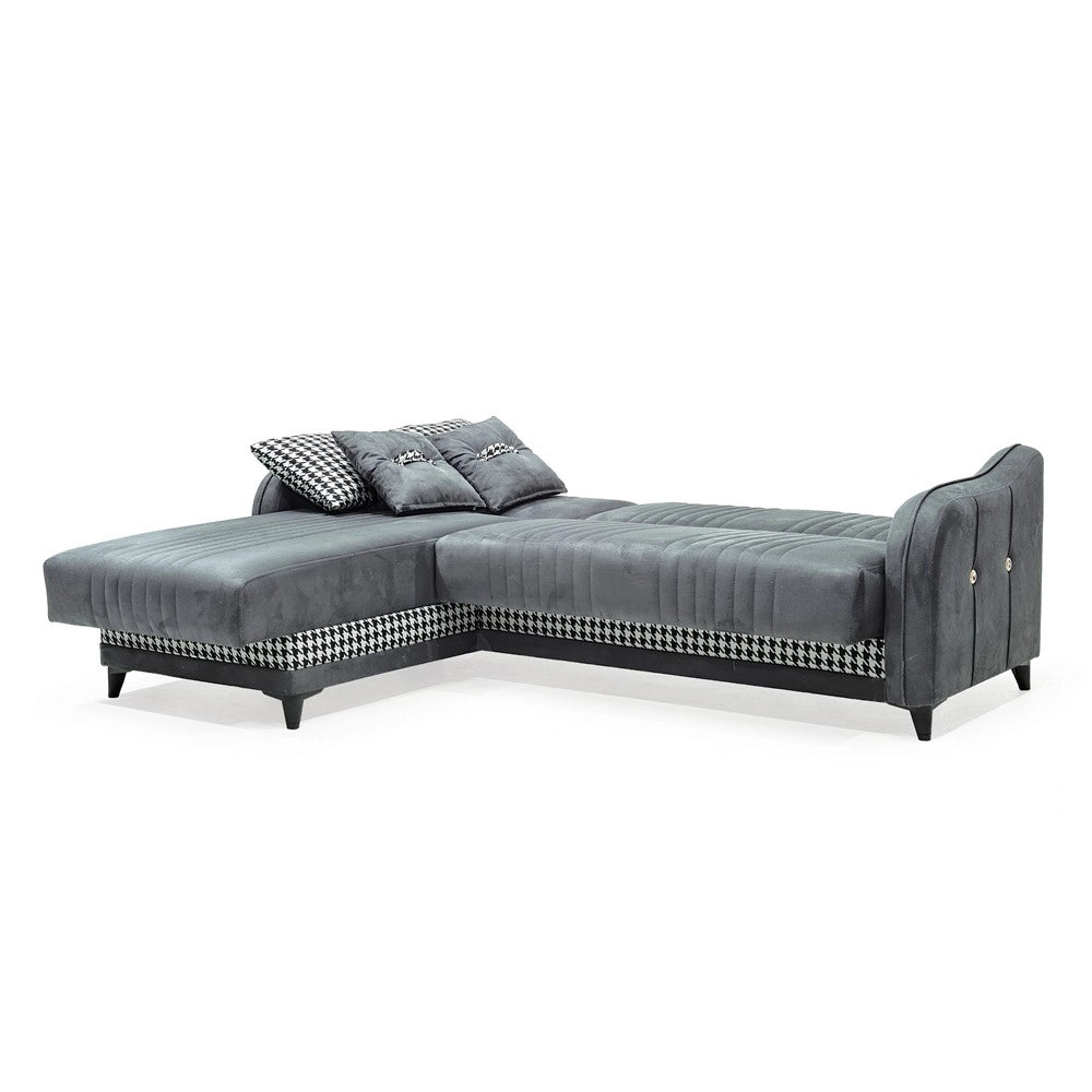 Divano con penisola contenitore reversibile 246x138x92 H Laos colore grigio