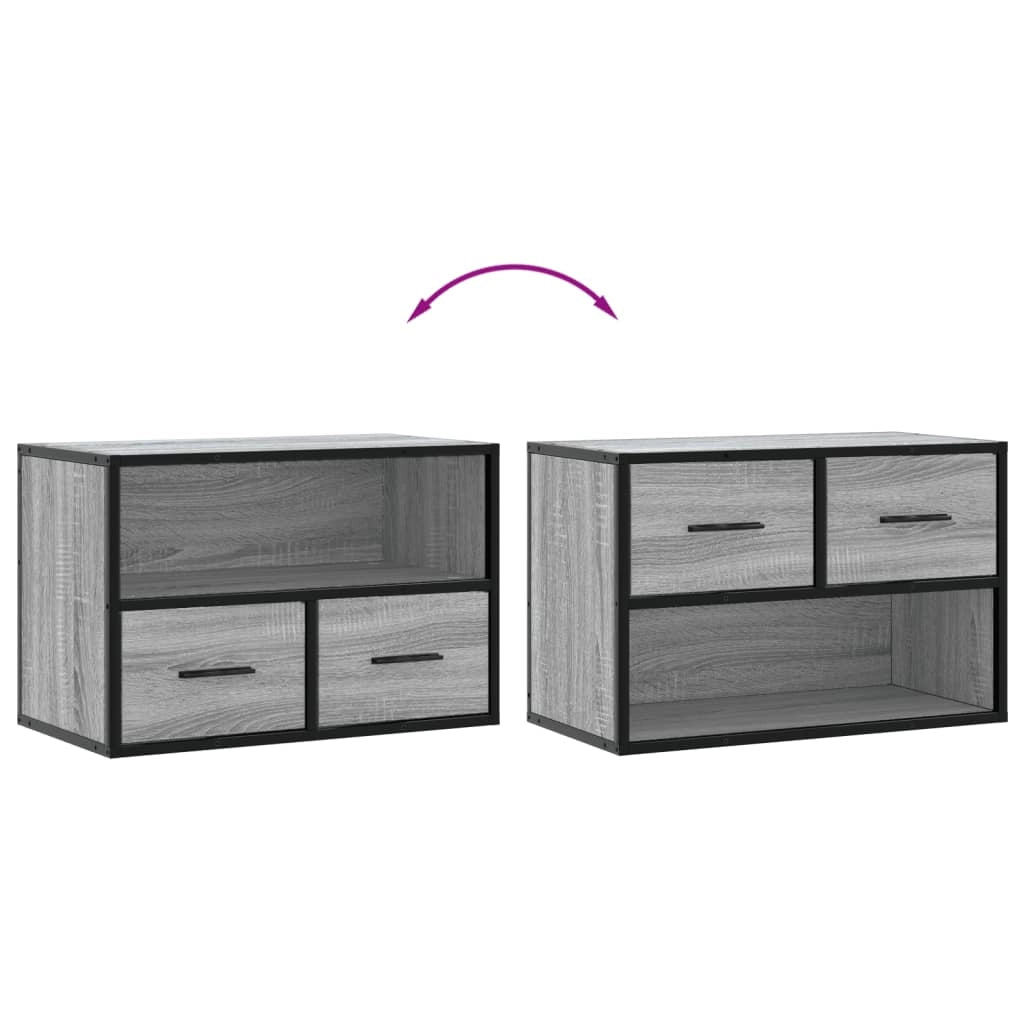 Mobile TV multimediale mensola TV credenza mobile TV sala da pranzo soggiorno camera da letto Sonoma 60 x 31 x 39,5 cm legno ingegnerizzato e metallo grigio 02_0028445